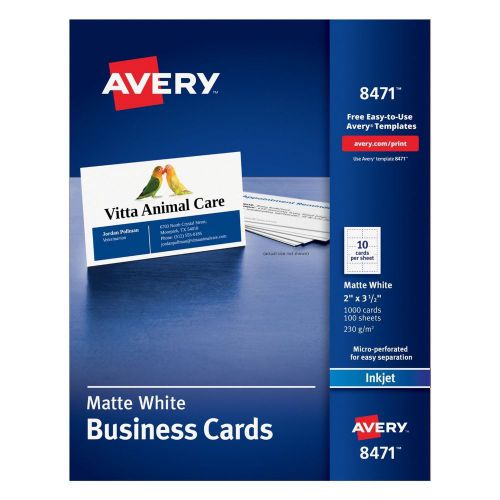 Avery Business Cards, Microperforated, 2 x 3.5 Inches, White, 1000 Cards (8471)