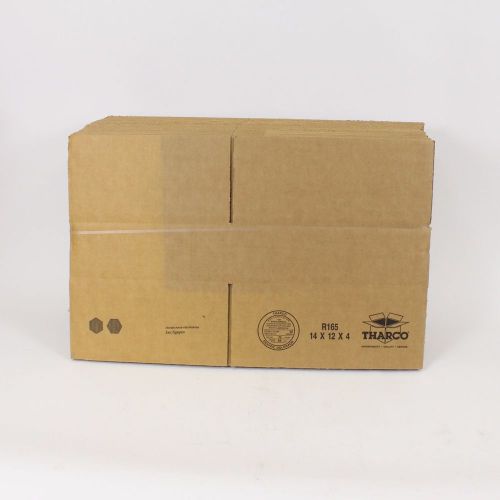 25 New Cardboard Boxes 14x12x4 Shipping Mailing Moving Box Tharco Single Wall