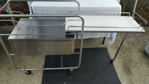 Hospital grd stainless steel bassinet baby cart with drawer and table extension for sale