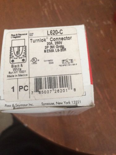 Pass &amp; Seymour L620-C TurnLok Connector 20 Amp 250 Volts 2 Pole 3 Wire New