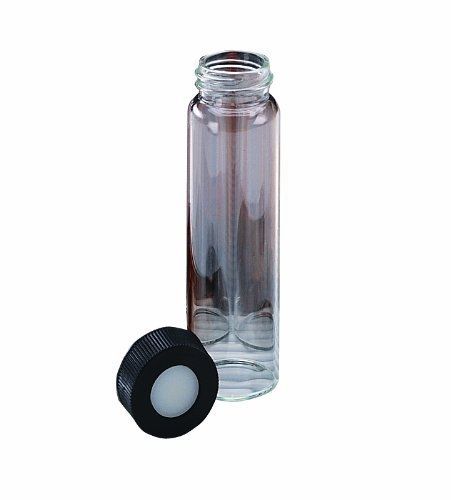 Thomas 91302 Borosilicate Glass 40mL Clear Precleaned Tomcap Vial, with Liner
