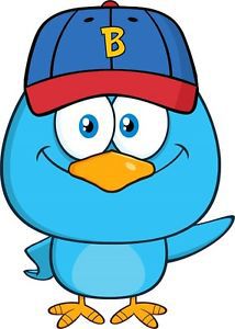 30 Custom Cute Blue Baseball Bird Personalized Address Labels