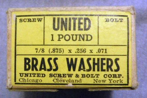 NOS Brass Washers 7/8&#034; (.875 .256 .071) United Screw &amp; Bolt Co USA 1 Lb 80 apprx