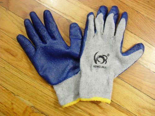 240 pairs wholesale heng rui premium blue latex coated gray cotton grip glove for sale