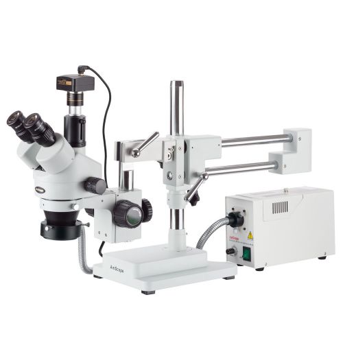 3.5x-90x trinocular fiber optic boom stereo microscope with 3mp camera for sale
