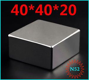 1pc Block 40x40x20mm SUPER STRONG N52 High Quality Rare Earth Magnet Neodymium