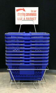 Blue Shopping Basket With Stand Set of 8