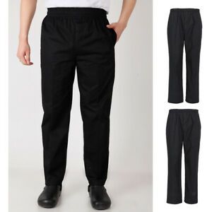 2Pcs Chef Pants Restaurant Elastic Comfy Work Trousers TypeA Black