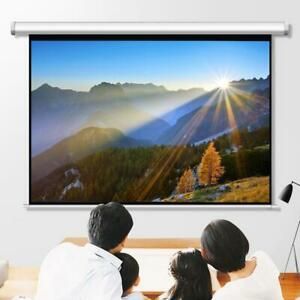 100&#034; Diagonal HD 4:3 Projector Screen Pull Down Home Conference Projection White