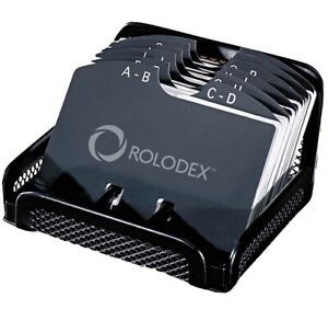 Rolodex Metal/Mesh Open Tray Address/Business Contact Card File, Black