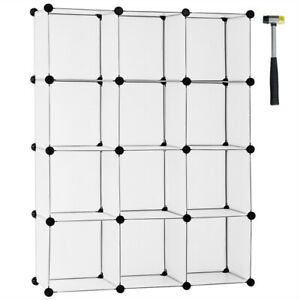 Gymax 12 Cube Storage Organizer Plastic Organizer Units W/ Steel Frame White