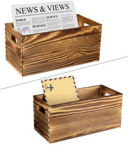 Wooden Mail Holder Box Set of 2 Mail Sorter Tray Desktop Letter Storage Organize