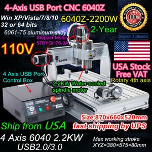 US2200W CNC Router 6040 4Axis Mach3 USB Engraver Drilling Milling Machine 110V