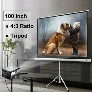 Portable 100&#034; 4:3 HD Projection Projector Screen Pull Up with Tripod Stand