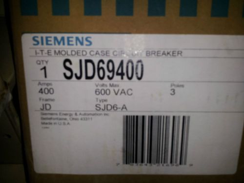 Siemens sjd69400 3 pole 400 amp 600 volt new in box breaker for sale