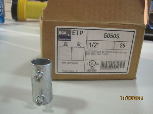 34 pcs  steel 1/2 inch emt set screw coupling ,zinc plated new egs 5050s etp for sale