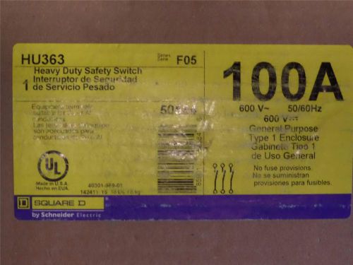 Square D Heavy Duty Safety Disconnect Switch 100 Amp 600 VAC HU363 Non Fusible