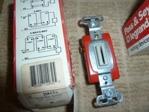 Lot of 2 pass &amp; seymour 20ac3l  3 way locking switch,20 amp 120/277 volt(new) for sale