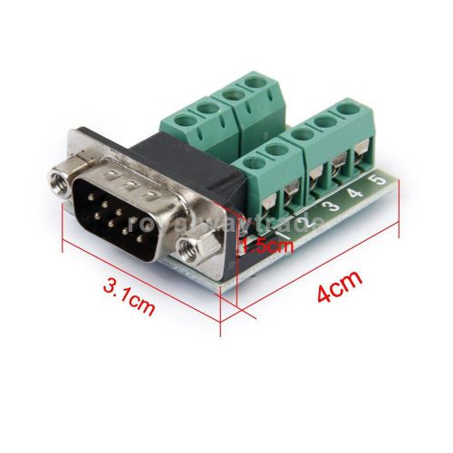 RS232 to DB9 Connector 9-Pin Male Adapter Signals Terminal Module 4.0x3.1x1.5cm