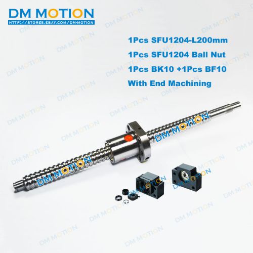Ballscrew 1204-200mm (?:12mm Pitch:4mm L:200mm) end machined+ballnut+BK/BF10