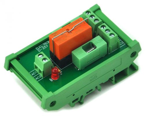 DIN Rail Mount Fused DPDT 8A Power Relay Interface Module, AC Coil 115V Relay.