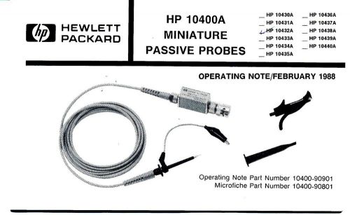 Operating Note (booklet) for HP 10400A series minature scope probes
