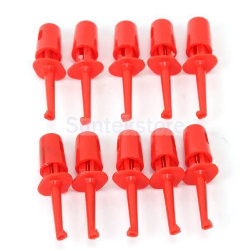 10pcs Mini Test Hook Probe Spring Clip for PCB SMD IC Multimeter 1.7&#034; Long Red