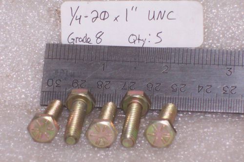 5pcs grade 8 1/4-20x1&#034; unc hex head cap bolts / screws  1/4-20 x 13 inch 227567 for sale