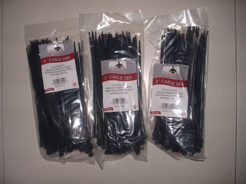 300 8&#034; INCH BLACK WIRE CABLE ZIP TIES BY GOLIATH INDUSTRIAL