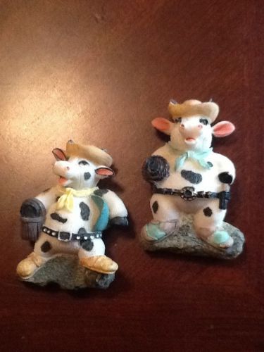 Resin Cowboy Cow and Farmer Cow Magnets