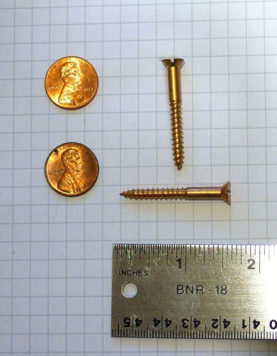 Wood screws #8 x 1-1/2&#034; solid brass, flat head, slotted 25pc for sale