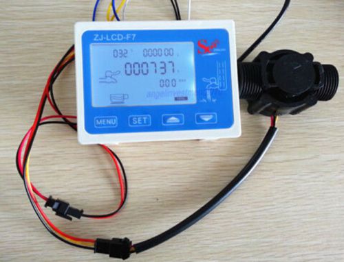 Hall effect G 1&#034; water Flow Counter/Sensor with Digital LCD Meter Gauge 10-24V