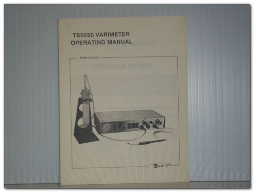Techcon systems ts 9250 ts9250varimeter operating manual first edition original for sale