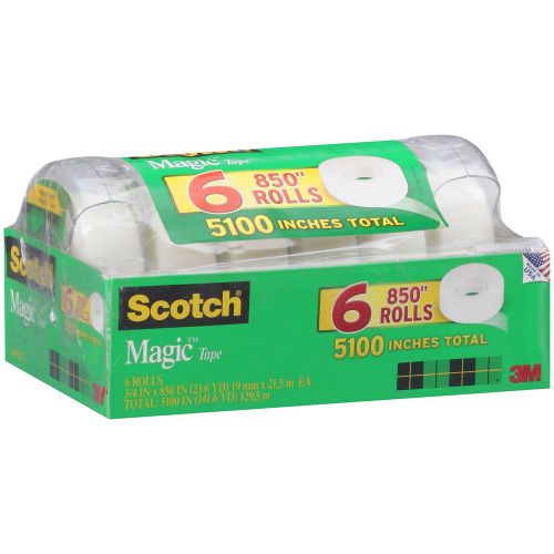 Scotch - magic tape, 3/4&#034; x 850&#034; - 6 rolls in refillable dispensers for sale