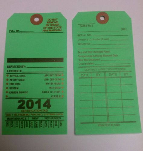 2014 Blank Green Fire Extinguisher Inspection Card Tag Office Boat (20 Pieces)