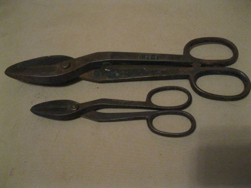 2 WISS TIN SNIPS NO.9 &amp; NO 12 VINTAGE SOLID FORGED STEEL
