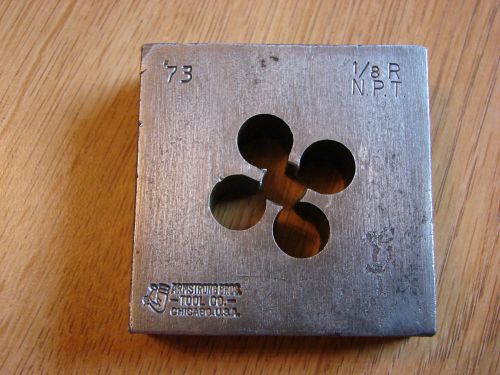 Vintage square pipe threader die  #73 armstrong 1/8r npt, 1/8 for sale