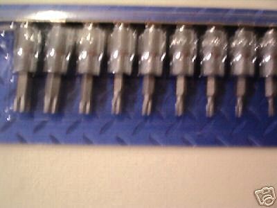 Mit 10pc 3/8&#034; drive sd-10 to sd-50 star bit socket set chrome plated &amp; holder for sale