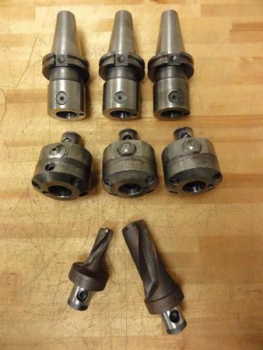 (3) cat40 abs50 tool holders (3) abs50 adjustable boring heads cnc haas drills for sale