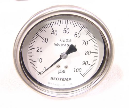 Pressure gauge Reotemp 316SS , 4&#034; , 100 psi