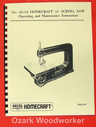 HOMECRAFT/DELTA  40-110 16&#034; Scroll Saw Parts Manual 0363