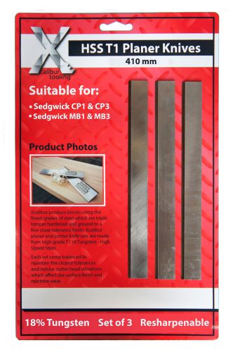 SET OF 3  410 x 25 x 3 SEDGWICK HSS T1 Tungsten PLANER/THICKNESSER blades 410253