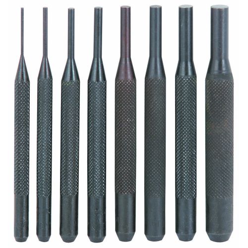 Pin Punch Set 8 Pieces, 4&#034; Long, Carbon Steel, 2-5/8&#034; Handle,