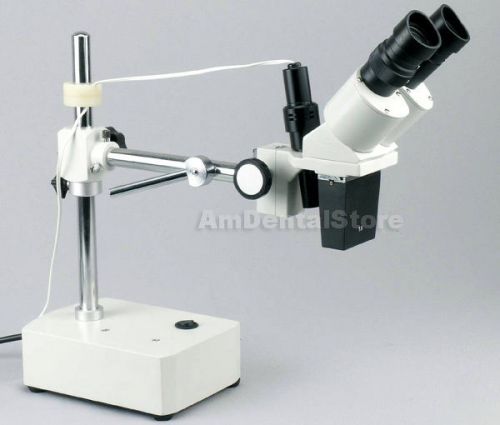Dental lab stereo microscope with boom stand 10x/20x brand new! us seller! for sale