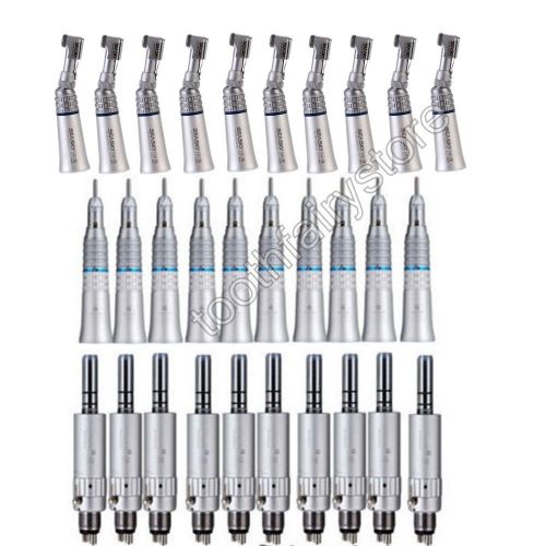 10 Sets Slow Low Speed Contra Angle Straight Handpiece + Air Motor E-Type 4 Hole