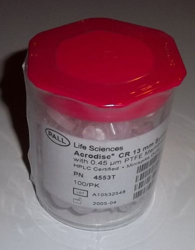 Syringe filters, pall acrodisc cr 13mm, 0.45 um, 100 ct, ptfe, 4553 t, sealed for sale