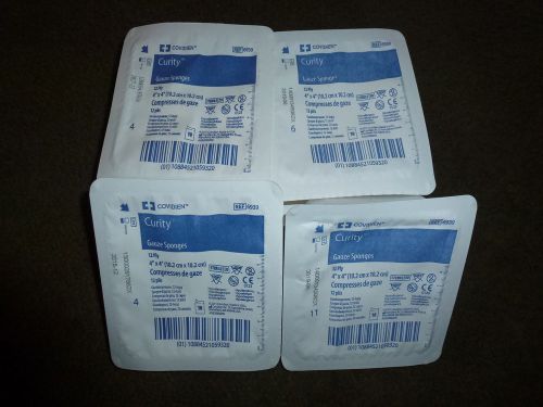 6 Packages Kendall Curity 6939 4X4 12ply Surgical Gauze Sponges
