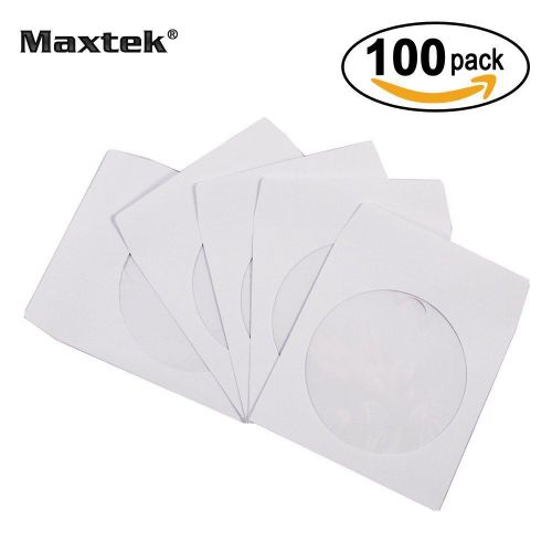 100 Pack Maxtek Premium Thick White Paper CD DVD Sleeves Envelope with Window