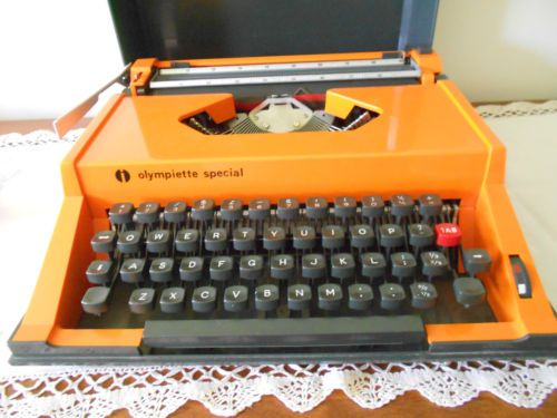 Olympiette Special Portable Typewriter-Orange With Cover 1970s