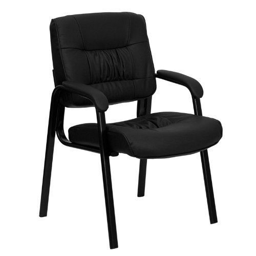 Flash Furniture BT-1404-GG Black Leather Guest/Reception Chair with Black Frame